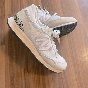 New Balance cream runner with animal print accents size 8.5